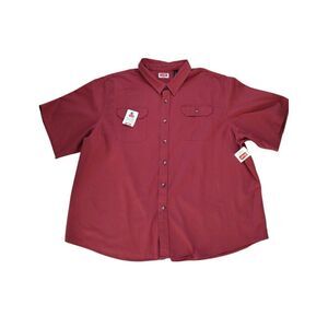 Wrangler Button Up Shirt Men 4XL Red Brick‎ Casual Pockets Outdoors Work Comfort